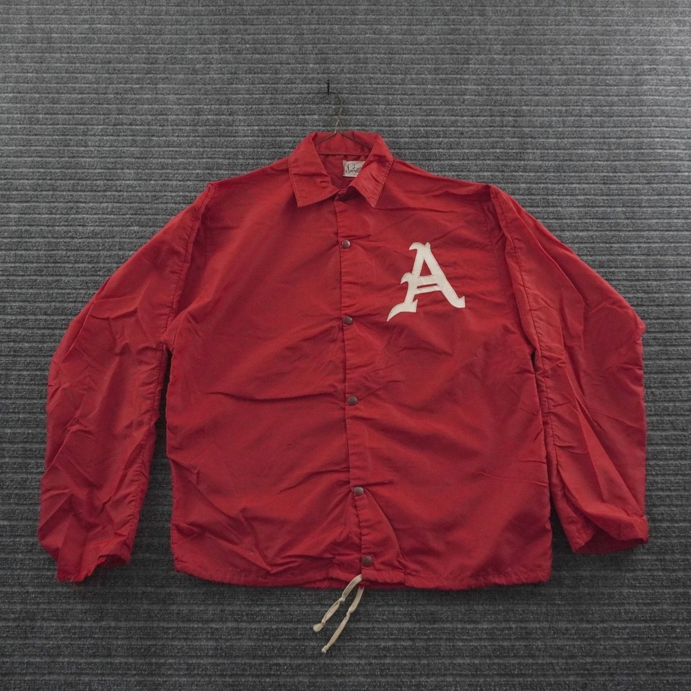 Vintage 60s Speedline Coach Jacket Mens Medium Red Snap Front Windbreaker